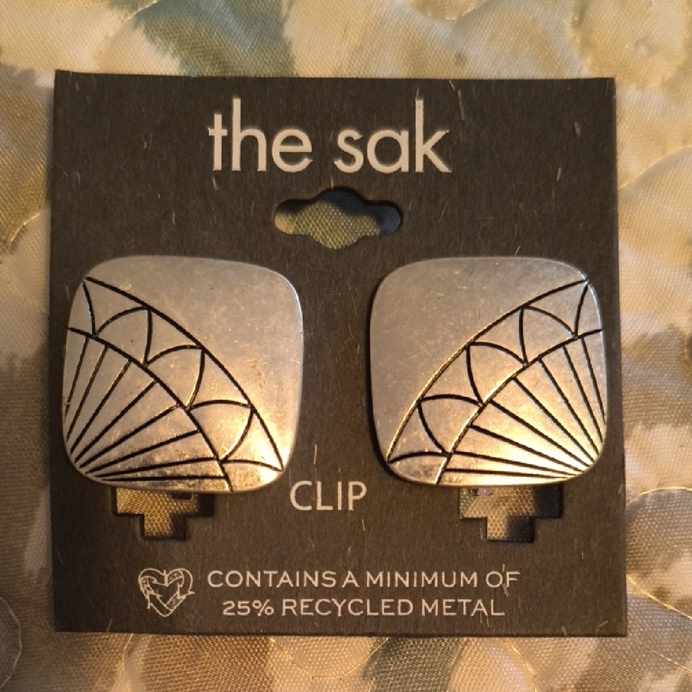 The Sak Geometric Silver Clip Earrings